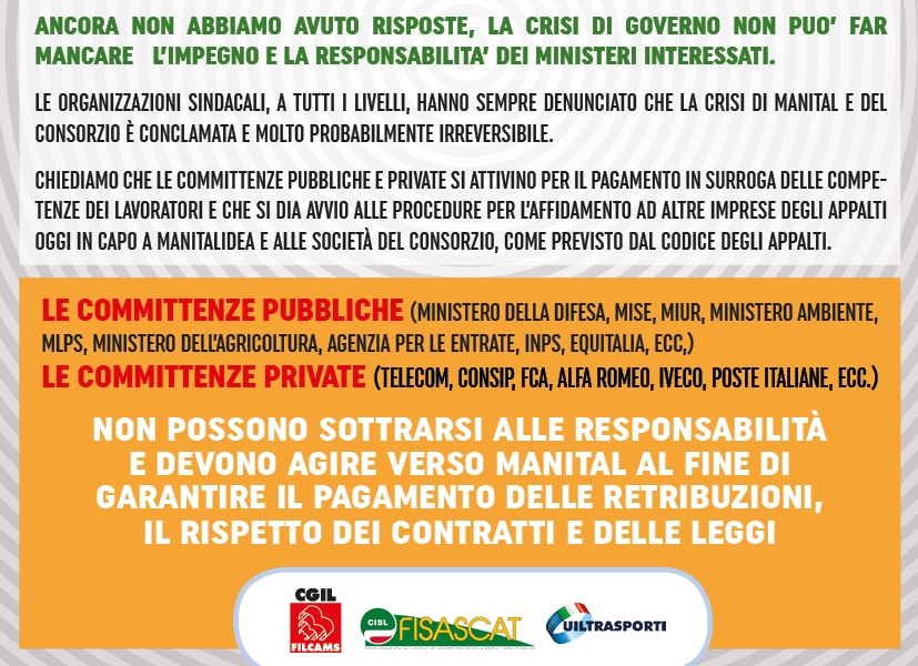 Manital non rispetta gli accordi. Le committenze agiscano subito