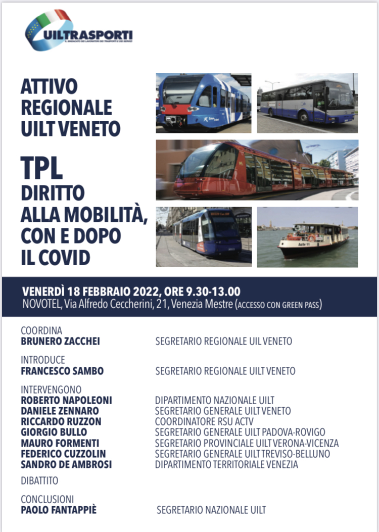 Attivo regionale UILT Veneto -TPL                  Diritto alla mobilità, con e dopo il COVID