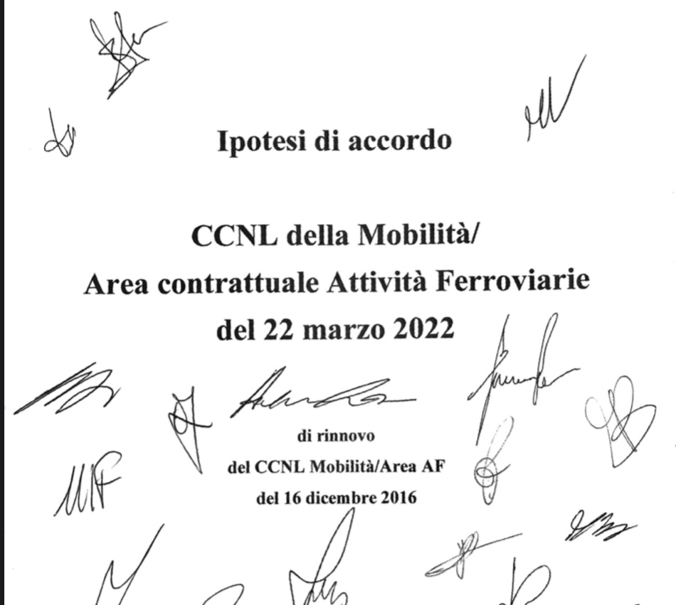 ? CCNL Mobilità AF e CA Gruppo FS, Testi ipotesi di accordo del 22 marzo 2022.