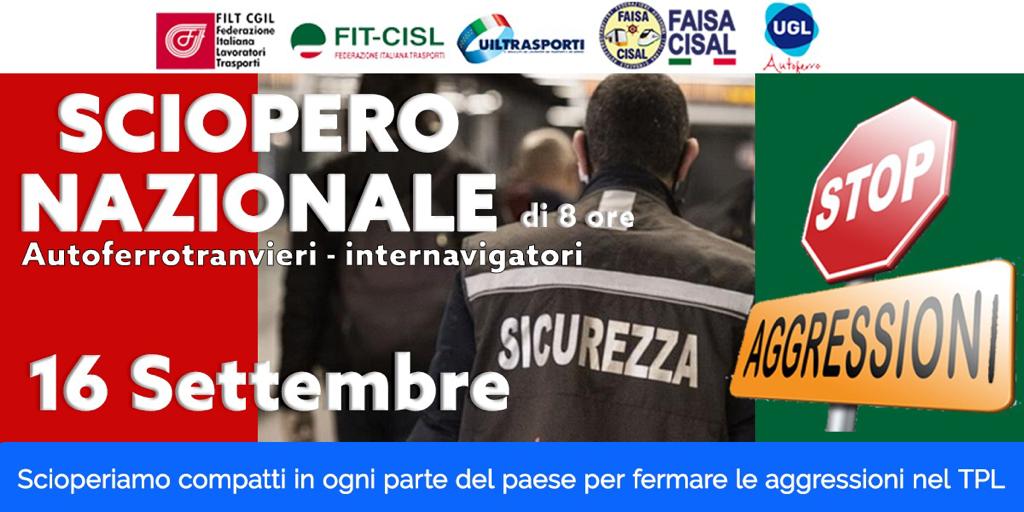 ? TPL; 16 settembre, Sciopero Nazionale di 8 ore