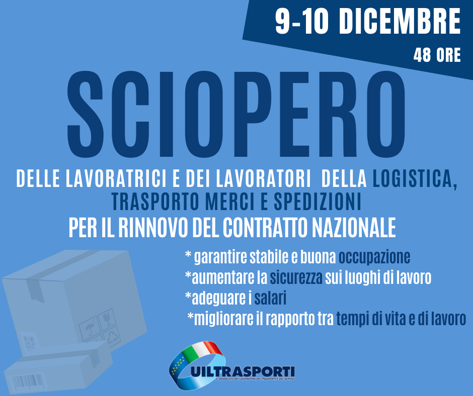 Trasporto Merci: Interrotta la No-Stop per il rinnovo del contratto collettivo nazionale di lavoro. Il  9 e 10 dicembre sciopero 48 ore