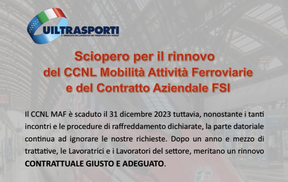 🔵 Sciopero per il rinnovo del CCNL MAF